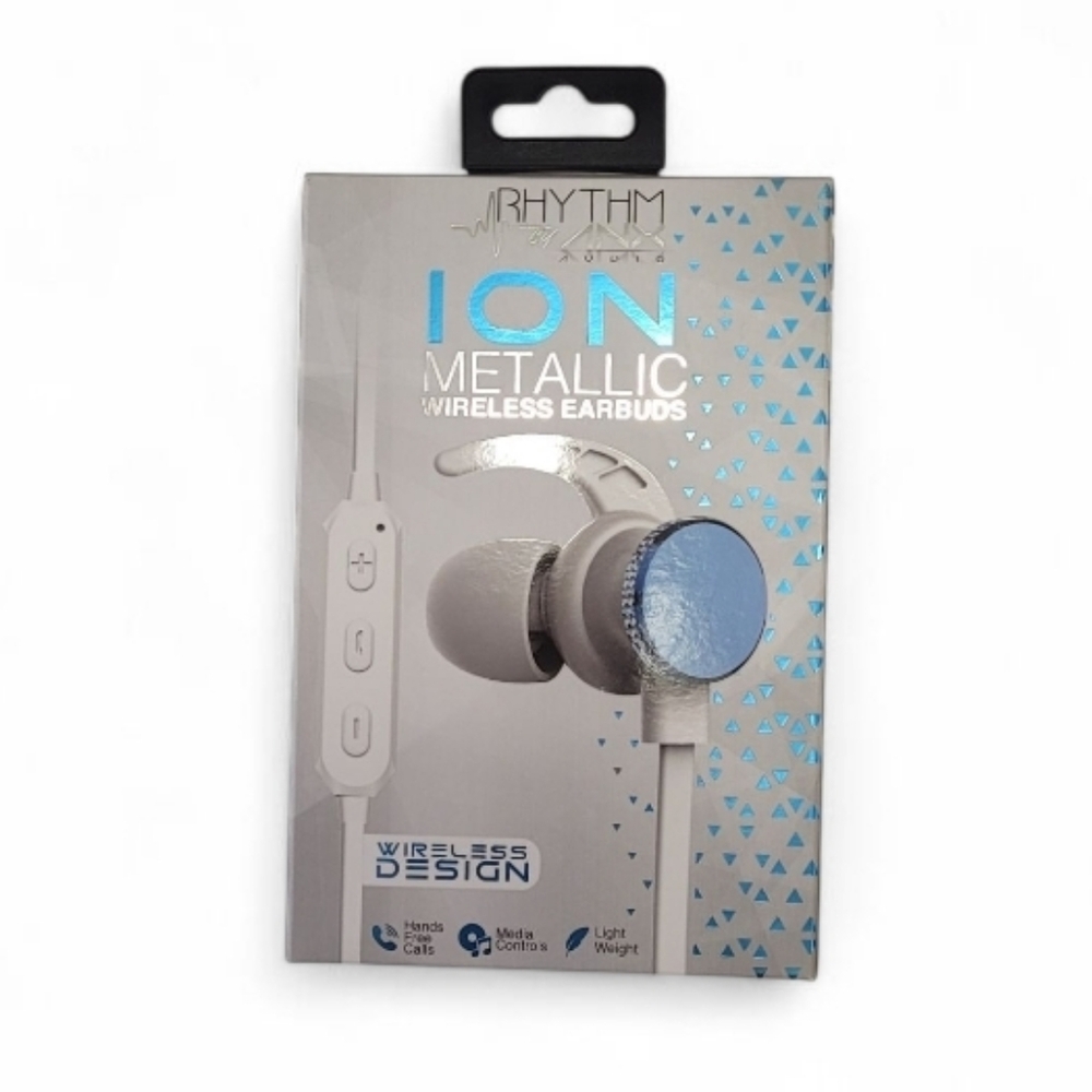 🎁 Rhythm ION Metallic Blue Wireless Earbuds